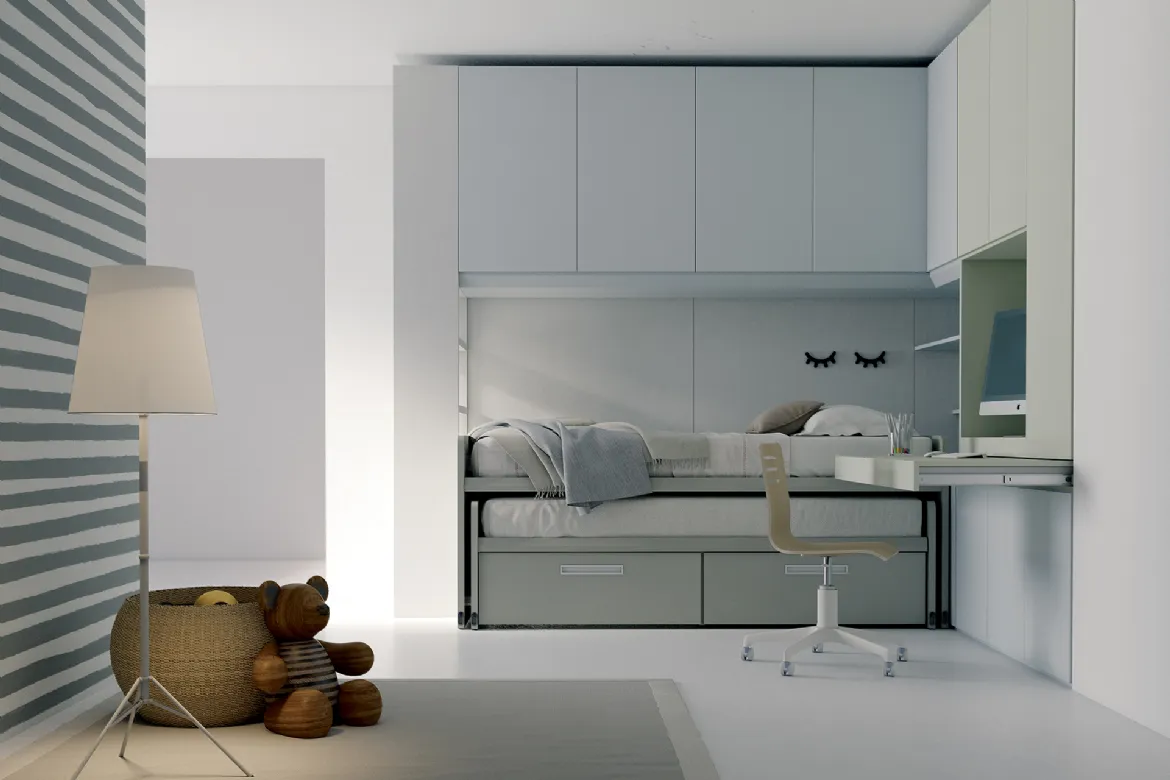 corner room with two sliding beds